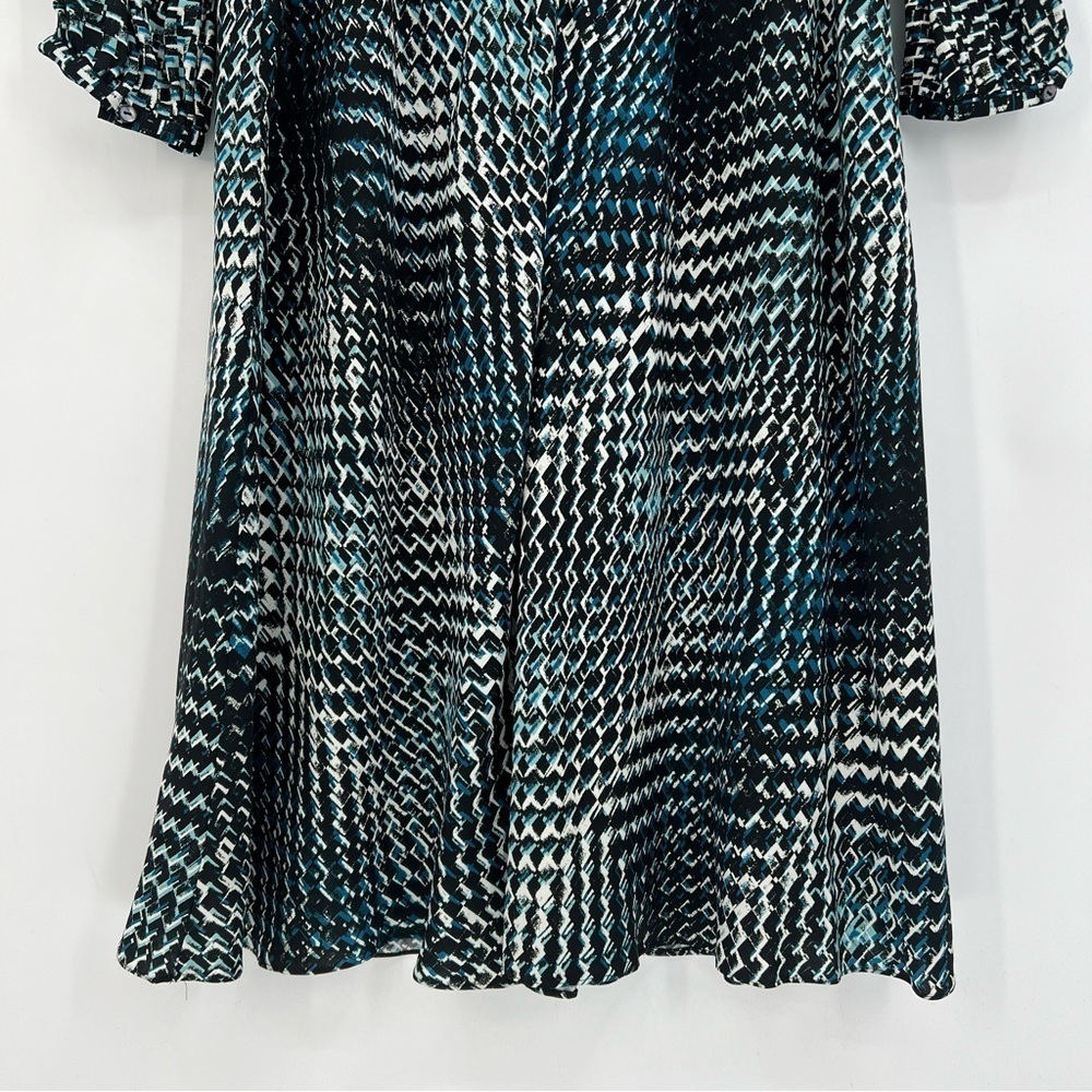 Classiques Entier Silk Grahic Print Keyhole Long Sleeve Midi Dress Size 12 - Picture 13 of 13